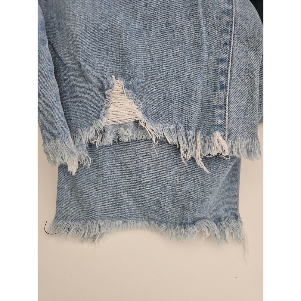 Uniqlo Jeans Womens 25 Light Wash Distressed Wide‎ Leg High Rise Raw Hem - Picture 3 of 5